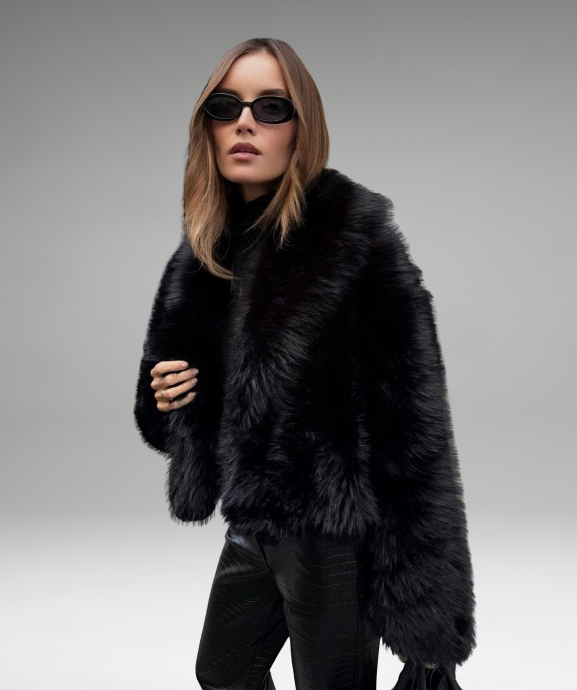 Thalara - Lux Black Fur Coat
