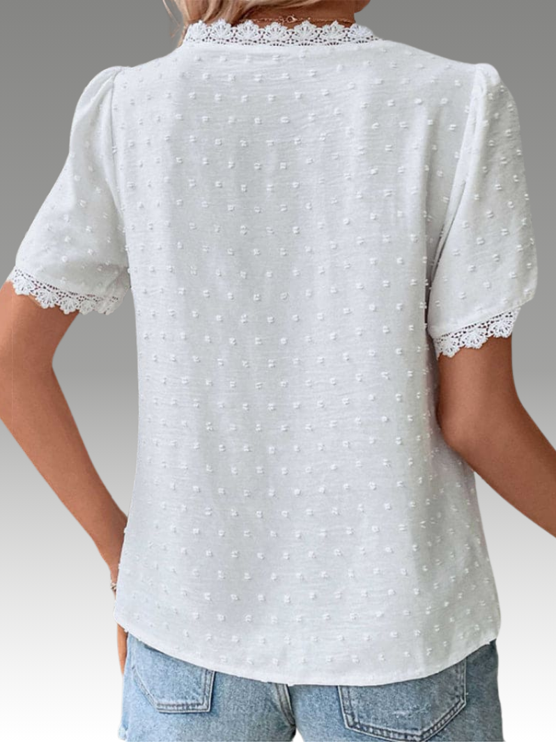 ELVAIRA – Lace Blouse with V-Neckline