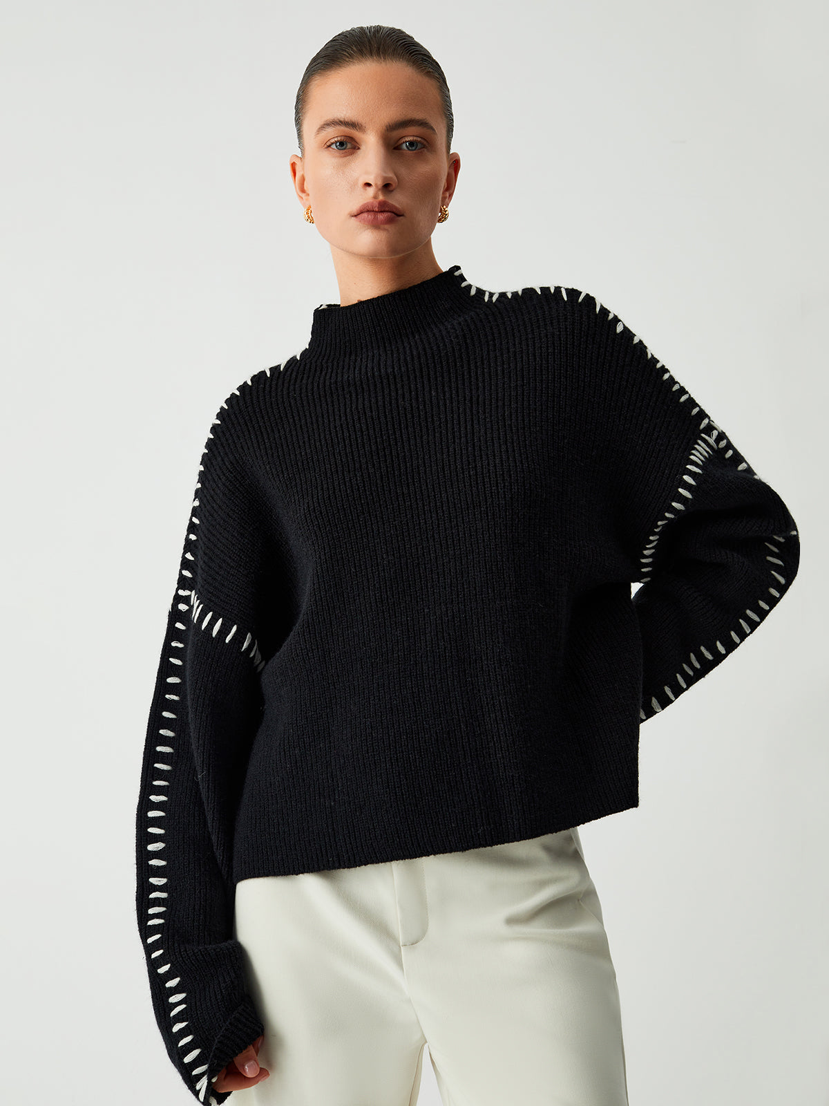 Kimmy™ - Contrast Stitch Sweater