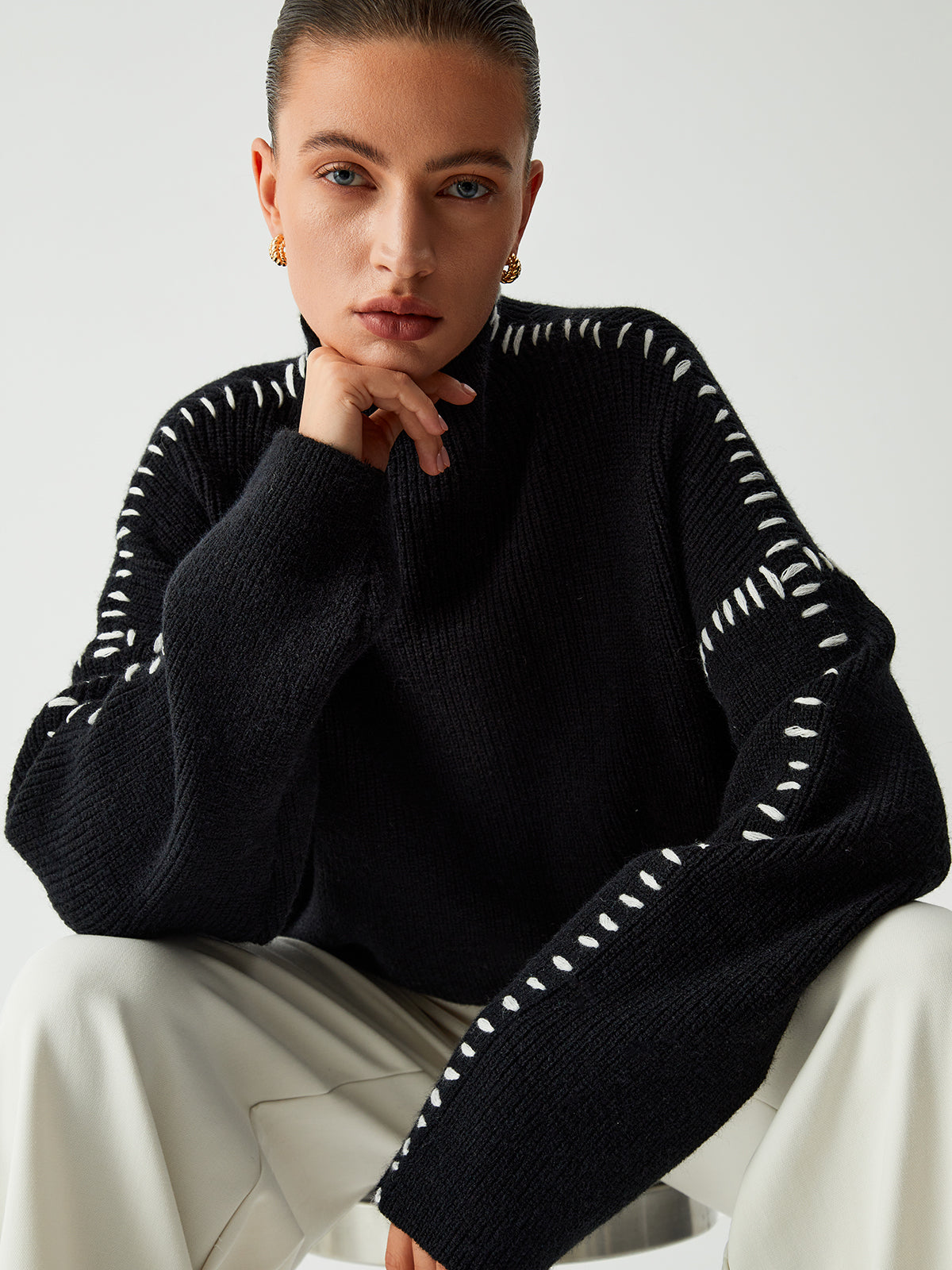 Kimmy™ - Contrast Stitch Sweater