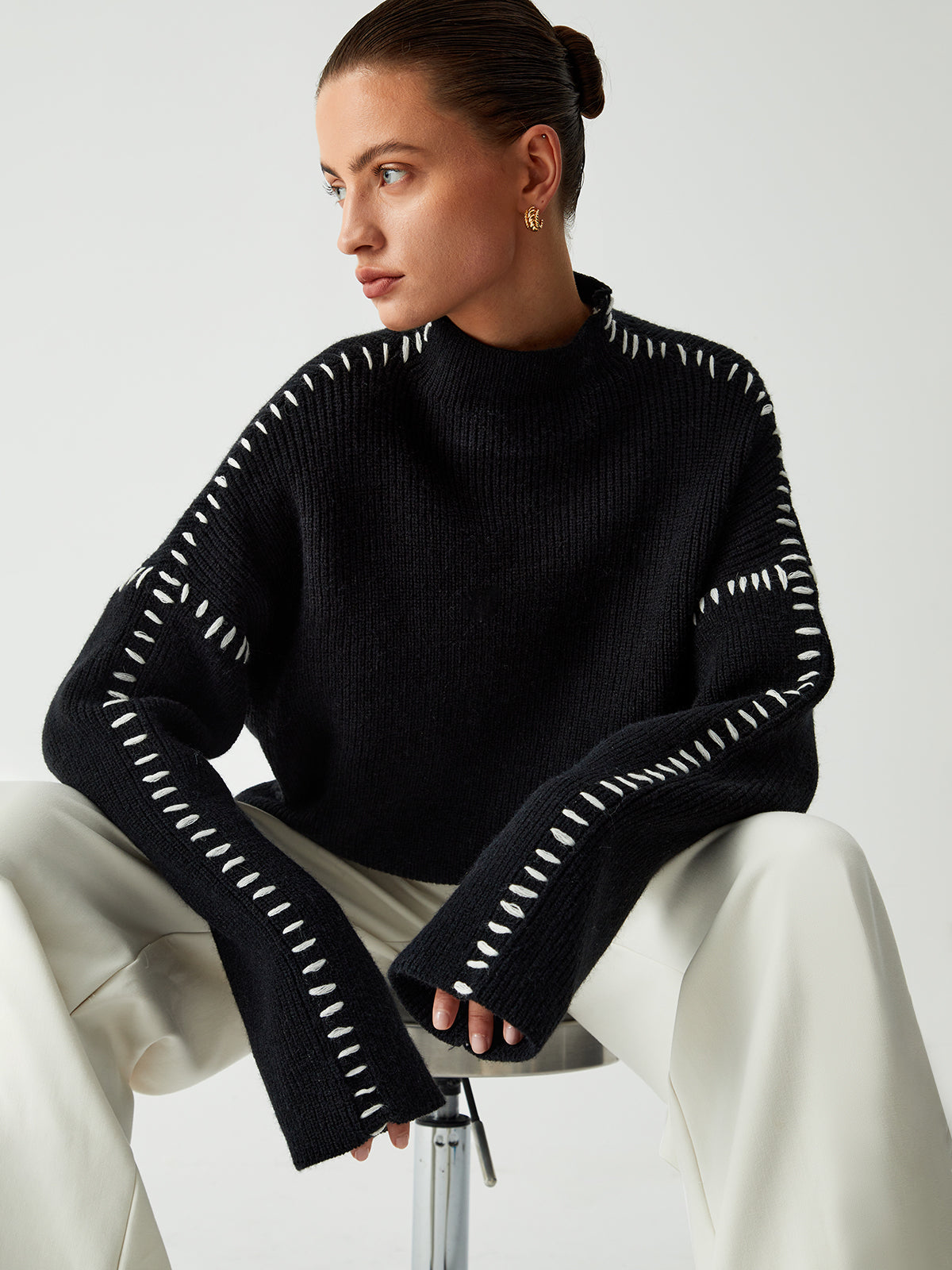Kimmy™ - Contrast Stitch Sweater