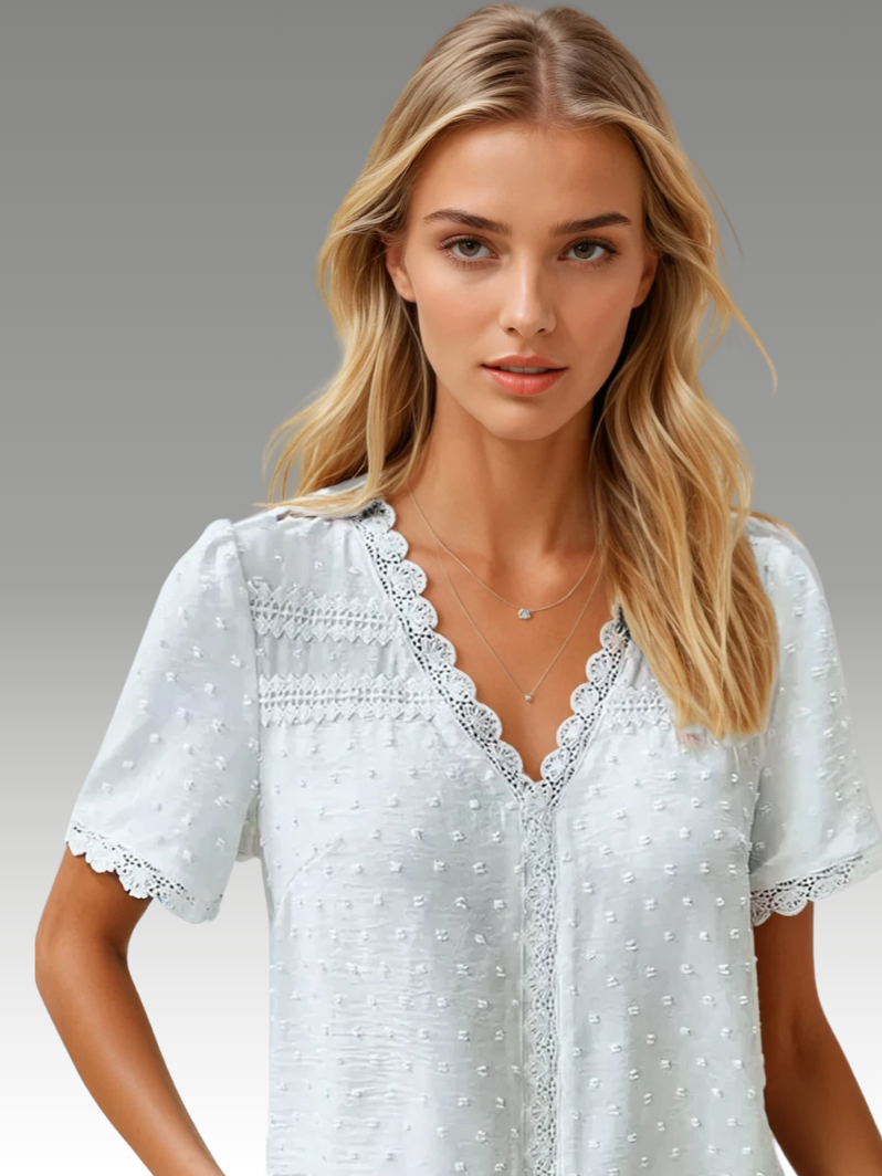 ELVAIRA – Lace Blouse with V-Neckline