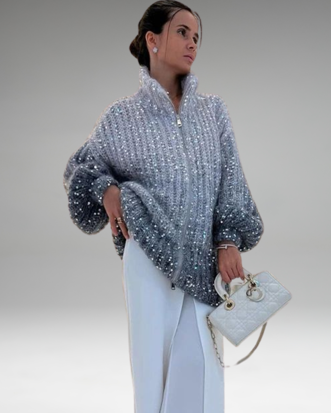 Angelina | Luxurious knitted sweater with elegant glitter details